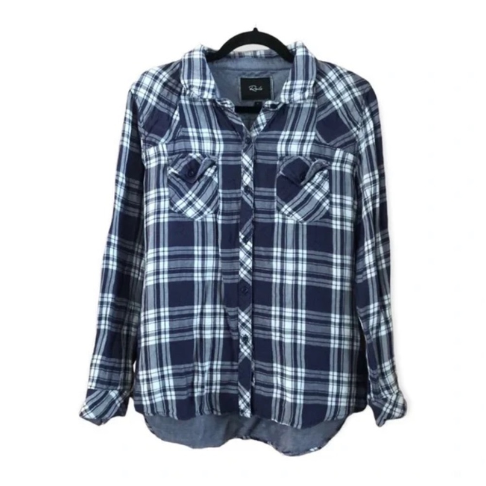 Rails Navy and White Plaid Button Down Shirt